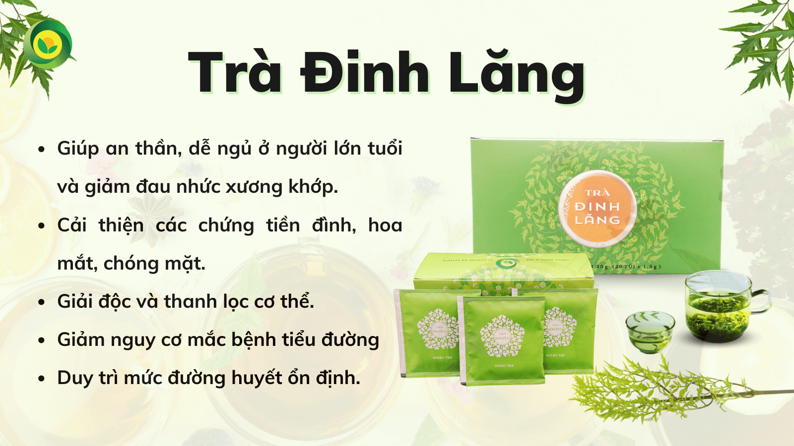 Trà túi lọc Sunbeleaf - Trà Đinh Lăng - "Trợ thủ" đắc lực cho phái mạnh