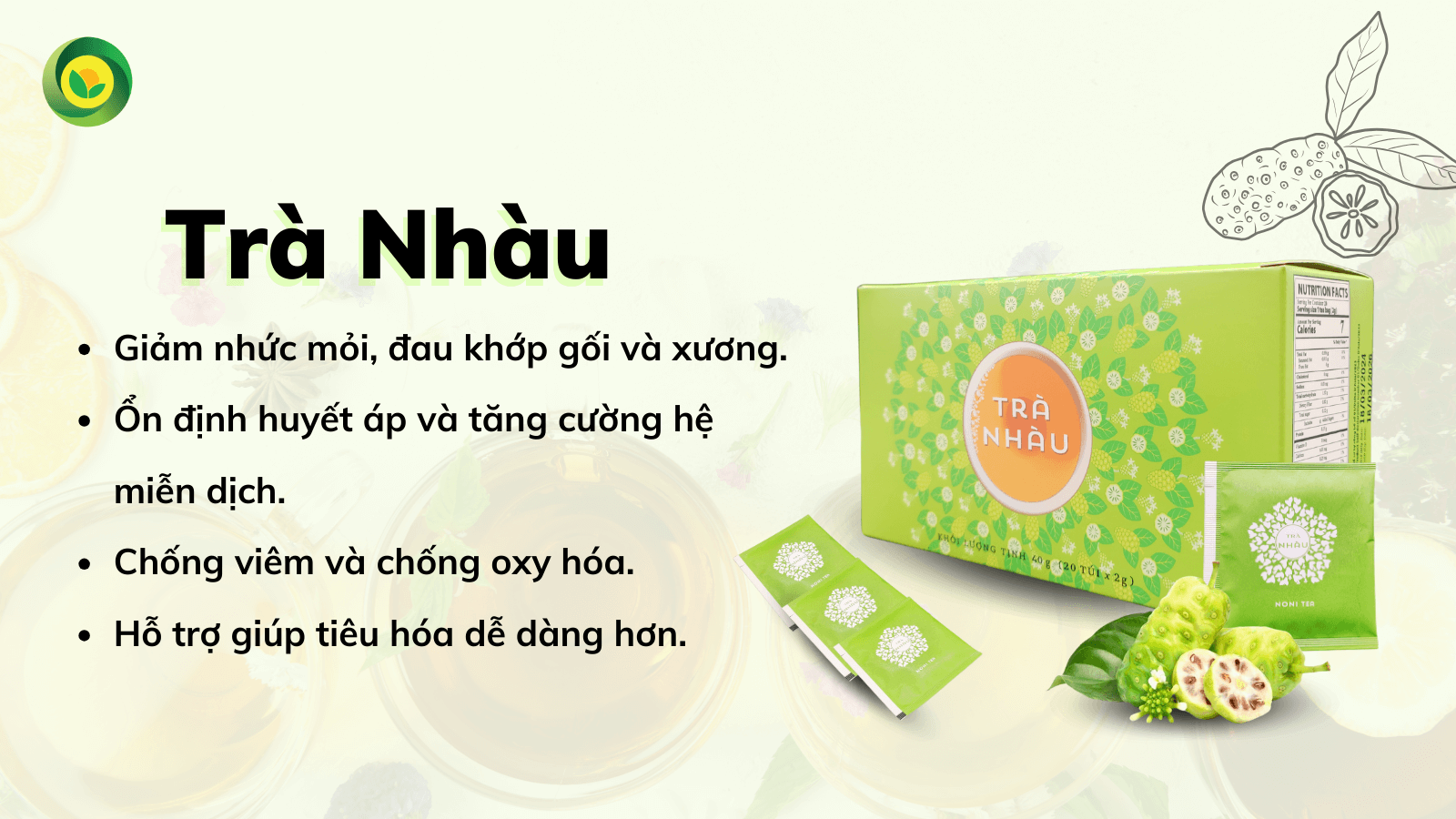 Trà túi lọc Sunbeleaf - Trà Nhàu "Thần dược" cho người mất ngủ, stress