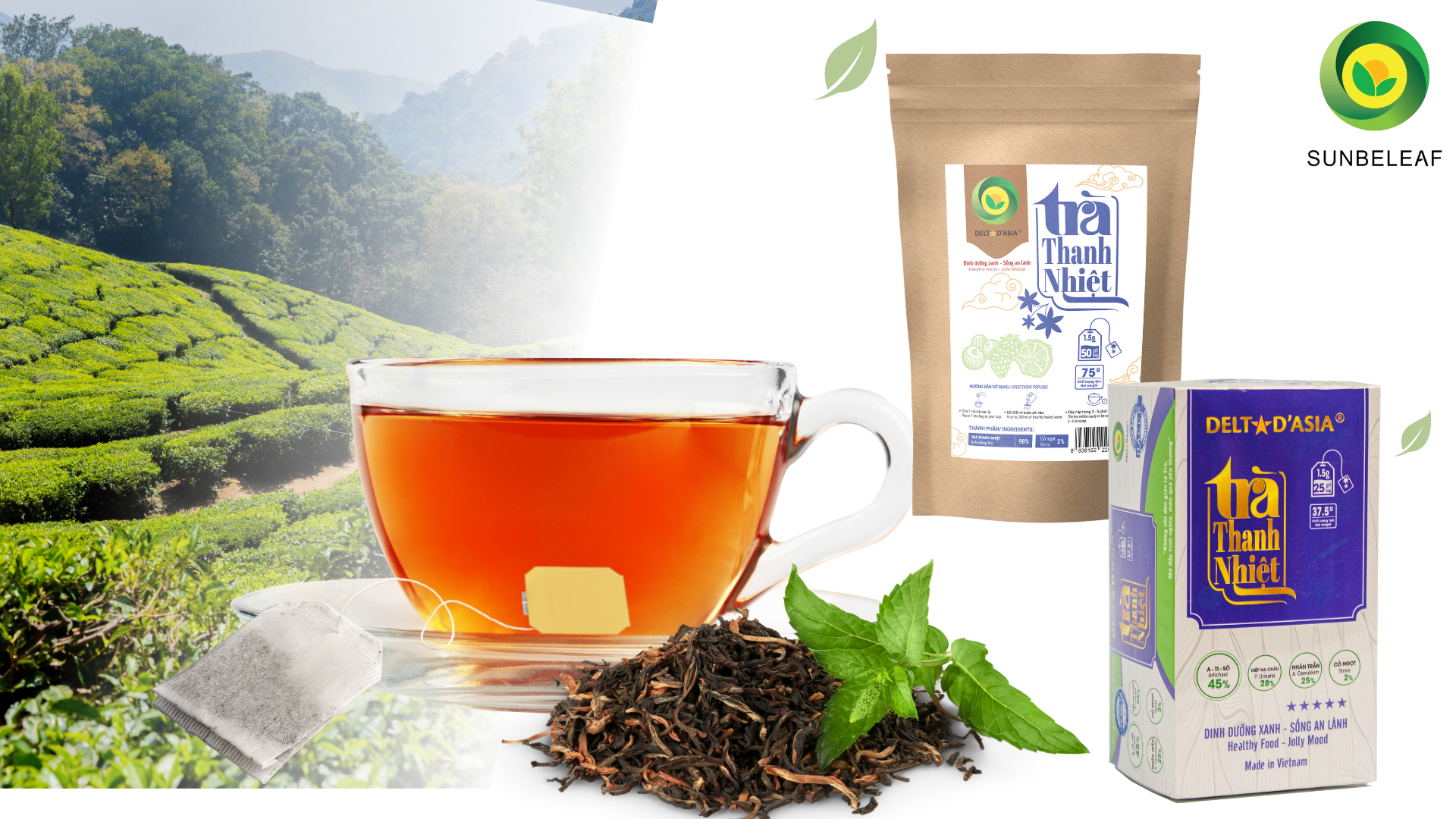 Trà thanh nhiệt SunBeleaf – Lá chắn tự nhiên giúp thanh lọc cơ thể, mát gan, cân bằng nội tiết
